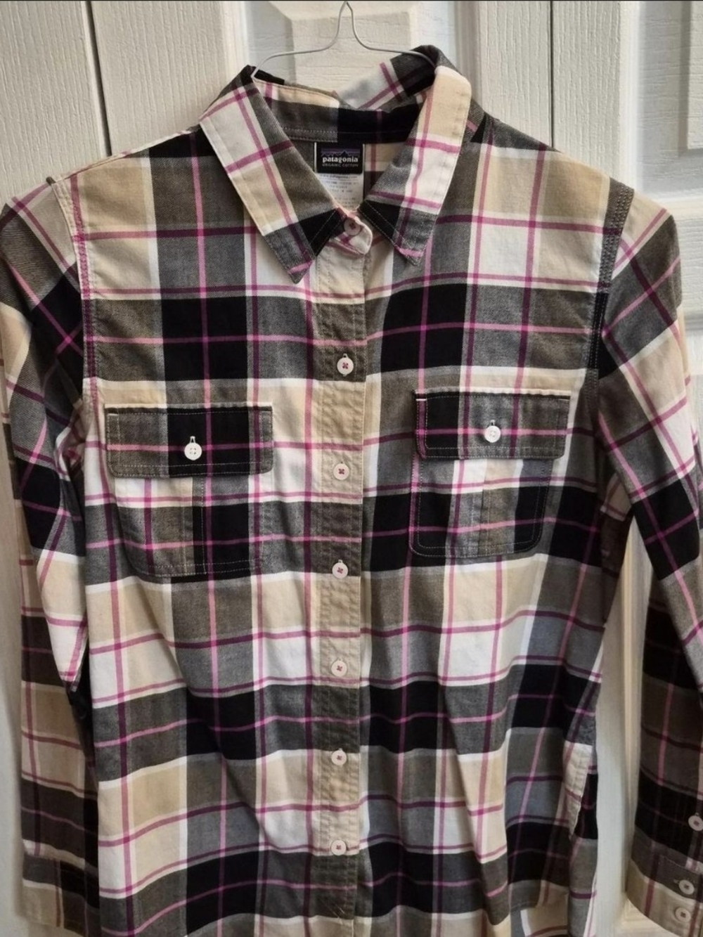 Patagonia Women's Pink & Black Plaid Button-Up Shirt